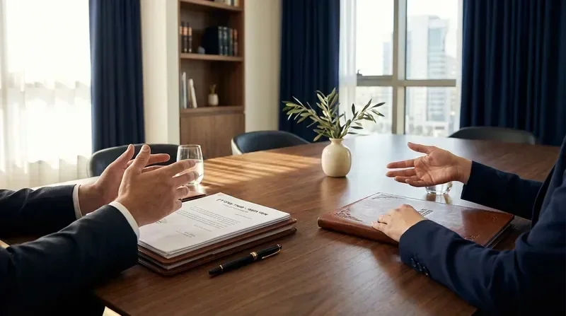 פגישת ייעוץ משפטי מקצועית במשרד עורכי דין איתי חשאי